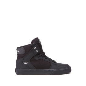 Supra Kids VAIDER High Top Shoes Black/Silver/black | US-90510